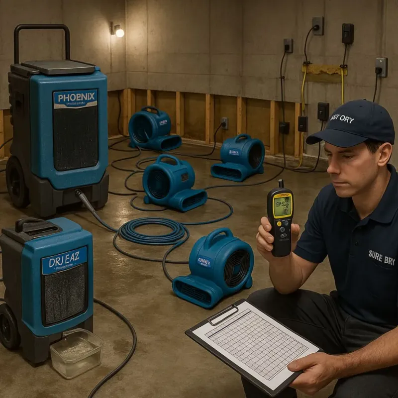 Structural Drying and Dehumidification process in Oakland, NJ